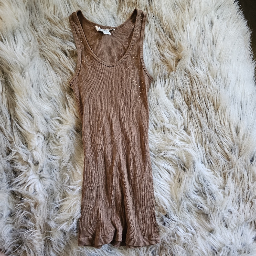 Brown embellished tank